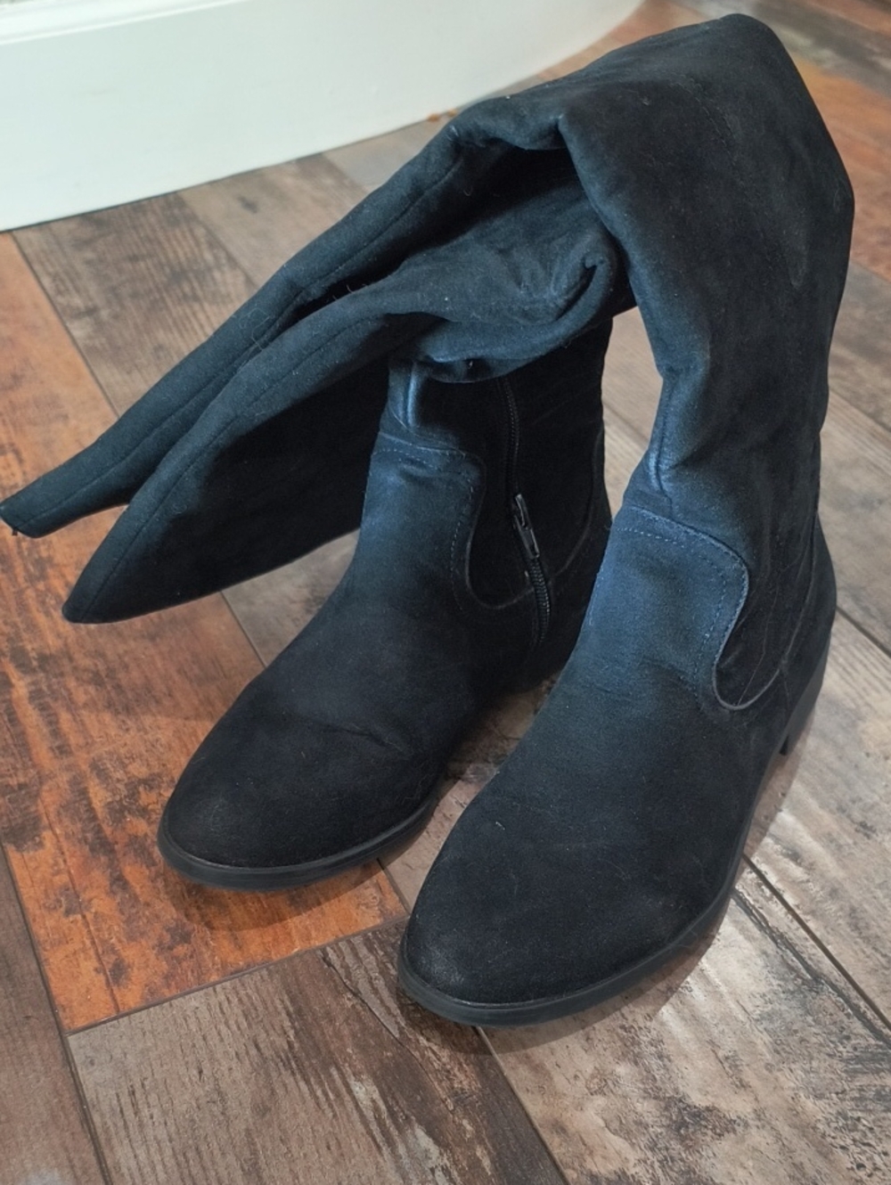 Black Suede-like Over-the-Knee Women's Boots